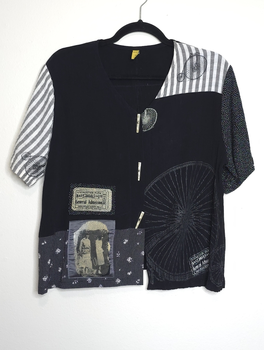 Staley Gretzinger Vintage Art to Wear Patchwork Mixed Media Top Medium Lagenlook